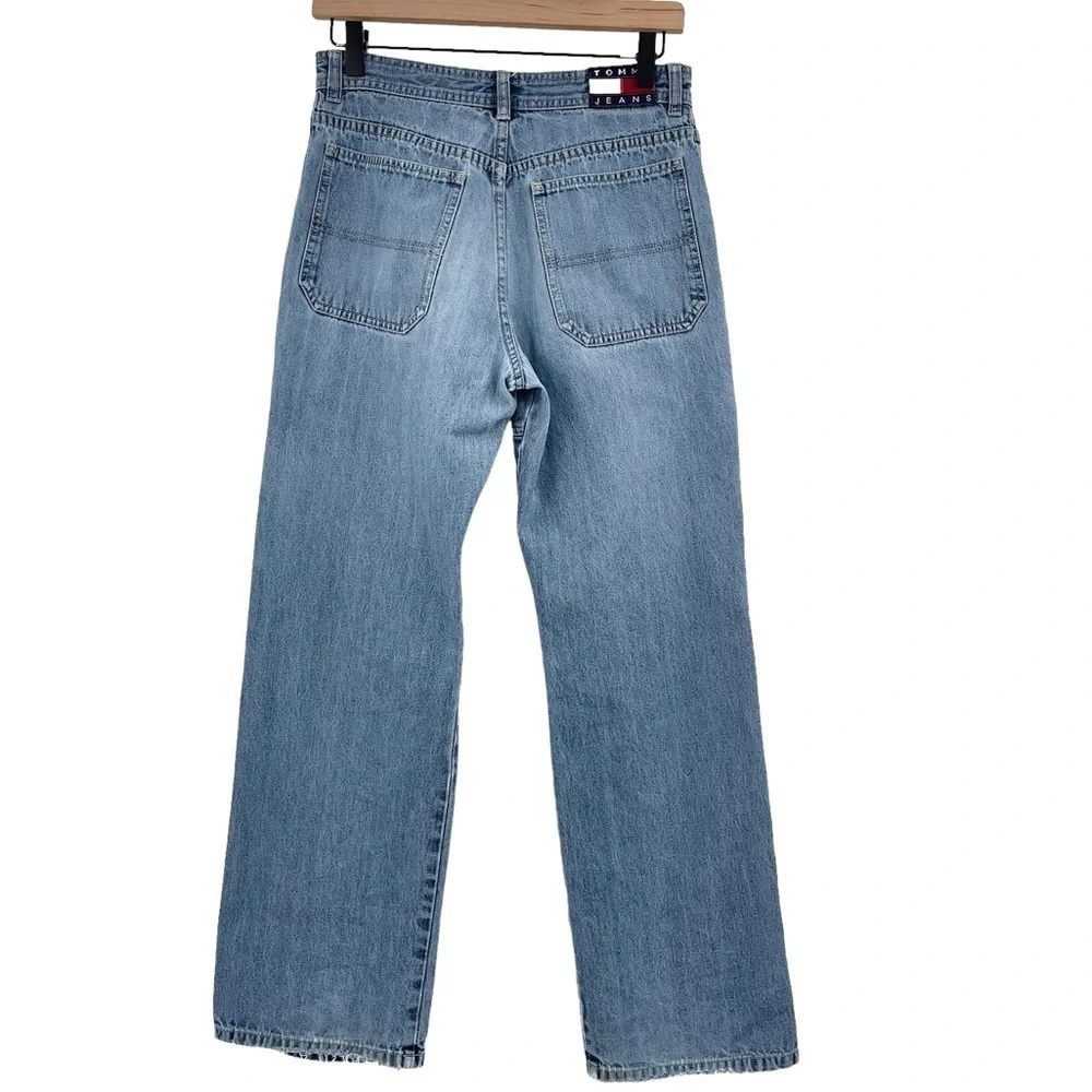 Vintage 2002 Tommy Hilfiger Cargo Jeans Distressed Medium Wash Blue Boys 18 2/4